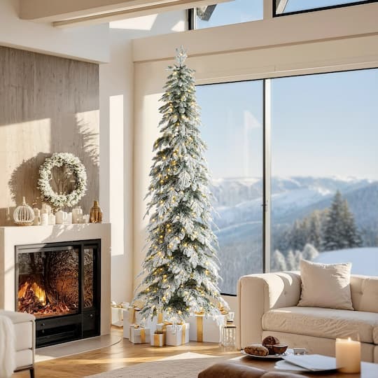 9ft. Pre-Lit Spruce Artificial Christmas Tree, Warm White LED Lights